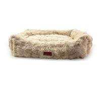 HugglePets Skye & Murphy Plush Lounger Dog Bed | Cookie | Soft Faux Fur | Machine Washable Fluffy Pillow Cushion | Anti Slip Bottom | Ultimate Pet Puppy Comfort | Snuggly Sleeper | Small (60 x 50cm)