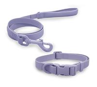 HugglePets Skye & Murphy Snappy Dog Lead and Collar Set - Weatherproof Wipe-Clean Easy-Fasten Snappy Dog Leads with Collars - Lavender Purple, Medium 35-40cm - Dog Collar and Lead Set