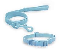 HugglePets Skye & Murphy Snappy Dog Lead and Collar Set - Weatherproof Wipe-Clean Easy-Fasten Snappy Dog Leads with Collars - Ocean Blue, Small 30-35cm - Dog Collar and Lead Set