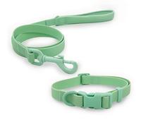 HugglePets Skye & Murphy Snappy Dog Lead and Collar Set - Weatherproof Wipe-Clean Easy-Fasten Snappy Dog Leads with Collars - Mint Green, Medium 35-40cm - Dog Collar and Lead Set