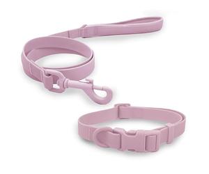 HugglePets Skye & Murphy Snappy Dog Lead and Collar Set - Weatherproof Wipe-Clean Easy-Fasten Snappy Dog Leads with Collars - Blush Pink, Medium 35-40cm - Dog Collar and Lead Set