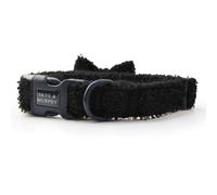 HugglePets Skye & Murphy Teddy Bear, Soft Dog Collar and Bow Tie Set | Noir (Classic Black) | Teddy Bear Texture with Detachable Doggy Bow Tie | Black Dog Collar | Size Small (20-30cm)