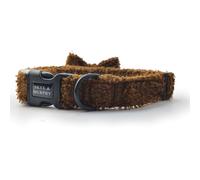 HugglePets Skye & Murphy Teddy Dog Collar and Bow Tie Set | Espresso (Rich Brown) | Adjustable Quick-Release Strong Buckle | Soft Touch Material | Everyday Cute Stylish Puppy Walking | Large (45-70cm)