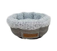 HugglePets Super Soft & Comfy Oval Donut Dog Bed - Granite Ivory - 50cm Machine Washable Recycled Plush Fibre Small Dog Bed with Woven Non-Slip Base.