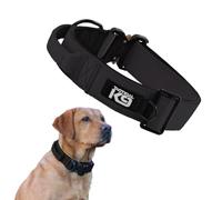 HugglePets Tactical K9 Endurance Adjustable Dog Collar, Black Large 56-73cm | Soft Padded Handle Control Training Dog Collars | Quick Release Buckle & Heavy Duty D-Ring | For All Strong Dog Breeds