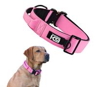 HugglePets Tactical K9 Endurance Adjustable Dog Collar, Pink, Large 56-73cm | Soft Padded Handle Control Training Dog Collars | Quick Release Buckle & Heavy Duty D-Ring | For All Strong Dog Breeds