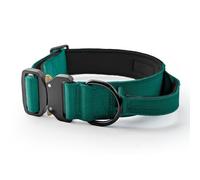HugglePets Tactical K9 Endurance Dog Collar | Adjustable | Large Teal (56-73cm) | Soft Padded Handle Control Training | Quick Release Buckle & Heavy Duty D-Ring | For All Strong Dog Breeds