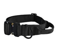 HugglePets Tactical K9 Endurance Dog Collar | Adjustable | Medium Black (46-66cm) | Soft Padded Handle Control Training | Quick Release Buckle & Heavy Duty D-Ring | For All Strong Dog Breeds