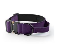 HugglePets Tactical K9 Endurance Dog Collar | Adjustable | Small Purple (40-50cm) | Soft Padded Handle Control Training | Quick Release Buckle & Heavy Duty D-Ring | For All Strong Dog Breeds