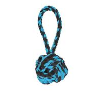 HugglePets Tactical K9 Super Ball Tug Dog Toy | Black and Blue | Braided Cotton with Tassels | Perfect For Dogs of All Ages & Breeds | Big Fun Fetch Rope Chew | Cleans Teeth & Massages Gums | 37cm