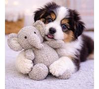 HugglePets Tiny Tails Elephant Eddie Dog Toy | for Small Dogs and Puppies | Grey 22cm | Soft Teddy-Texture Squeaking Comforter | Gentle on Little Teeth | Cute Comfort Cuddly Plush Squeaky Fun Play
