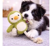 HugglePets Tiny Tails Ropey Penguin Percy Dog Toy | 25cm | with Rope for Chewing & Playing | Soft Cuddly Plush Calming Comforter for Small Dogs & Puppies | Interactive Squeaky Puppy Toys | All Breeds