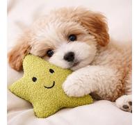HugglePets Tiny Tails Stella Star Dog Toy | for Small Dogs & Puppies | Yellow 17cm | Soft Teddy-Texture Smiley Face Design Squeaking Comforter | Gentle on Little Teeth | Cute Comfort Plush Squeaky Fun