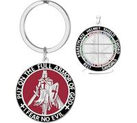 HUGGWRT Armor of God Ephesians 6:13-17 Crusader Knights Keyring Keychain for Men Knights Templar Cross Medieval Jewelry Accessory, Silver