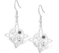 HUGGWRT Celtic Dangle Earrings Ladybug Four Leaf Clover Horseshoe Hamsa Pendant Lucky Charm Protection Witchcraft Pagan Irish Jewelry for Women Knot Earrings, Silver