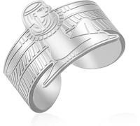 HUGGWRT Egyptian Goddess Isis Ring for Women Men Stainless Steel Winged Deity Band Ancient Egypt Symbol Amulet Mythology Protection Statement Jewelry, Silver