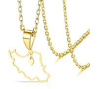 HUGGWRT Iran Map Pendant Necklace Peace Dove Engraved Embrace Design Enamel Flag Colour Stainless Steel Patriotic Jewelry Persian Iranian Gift for Women Men, gold 9