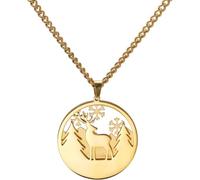 HUGGWRT Multi-shaped Mother Nature Pendant Necklace with Polar Bear Deer Wolf Moon Stars Snowflake Motif Engraved Forest Mountain Jewelry for Women, Gold Deer Necklace