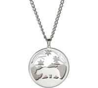 HUGGWRT Multi-shaped Mother Nature Pendant Necklace with Polar Bear Deer Wolf Moon Stars Snowflake Motif Engraved Forest Mountain Jewelry for Women, Silver Polar Bear Necklace