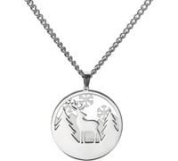 HUGGWRT Multi-shaped Mother Nature Pendant Necklace with Polar Bear Deer Wolf Moon Stars Snowflake Motif Engraved Forest Mountain Jewelry for Women, Silver Deer Necklace