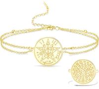 HUGGWRT Witches Knot Bracelet Tetragrammaton Pentagram Celtic Witchcraft Pendant Adjustable Protection Pagan Jewelry for Women Men, gold 7
