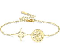 HUGGWRT Witches Knot Bracelet Tetragrammaton Pentagram Protection Adjustable Braided Rope String Amulet Celtic Knot Pendant Pagan Jewelry for Women Men, Gold2