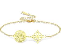 HUGGWRT Witches Knot Bracelet Tetragrammaton Pentagram Protection Adjustable Braided Rope String Amulet Celtic Knot Pendant Pagan Jewelry for Women Men, Gold1