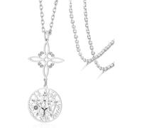 HUGGWRT Witches Knot Tetragrammaton Pentagram Pendant Celtic Double Protection Pagan Amulet Irish Jewelry for Women Men, silver-double protection