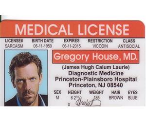 Hugh Laurie Dr. Gregory House Novelty Drivers License / Fake I.d. Identification for the Gregory House Md Tv Show Fans by Signs4Fun