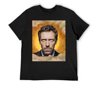 Hugh Laurie Funny Pun Printed Tee Witty Saying Cotton Short Sleeve Shirt for Humor Lovers Black