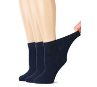 Hugh Ugoli Women's Bamboo Diabetic Ankle Socks | Super Soft, Wide, Loose Fit & Stretchy for Swollen Ankles | Non-Binding Top & Seamless Toe, 3 Pairs, Navy Blue, Shoe Size: UK 8-9.5 (EU 40-43)