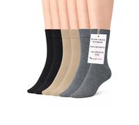 Hugh Ugoli Womens Soft Bamboo Dress Socks | Thin Crew Socks for Business, Trouser & Casual | Non-Binding & Breathable, 3 Pairs, Melange Grey/D Beige/Black, Shoe Size: UK 4-7 (EU 36-39)
