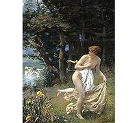 Hughes Diana's Maidens Bathing Forest Painting Art Print Canvas Premium Wall Decor Poster Mural