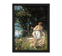 Hughes Diana's Maidens Bathing Forest Painting Large Framed Art Print Poster Wall Decor 18x24 in