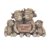 Hughie Highland Cow Family Figurine Ornament Rustic Decor Display Gift Idea