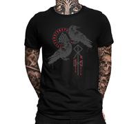 Hugin and Munin Odin's Ravens - Viking | Nordmann | Runes | Odin | Thor | Valhalla | Ragnarök Men's T-Shirt, Blood red, M