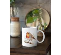 HuginamugDesigns Traditional Christmas Robin Mug 11oz Ceramic Printed Mug