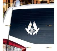 Huginn and Muninn Twin Ravens Celtic Knot Sticker Decal Vinyl Norse Odin - 2 Pack White 12.7cm - for Car Boat Laptop Cup No Background Die-Cut 02265A