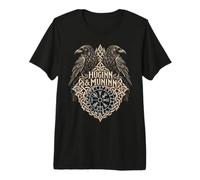 Huginn Muninn Ravens Vegvisir Rustic Norse Viking Compass Premium T-Shirt