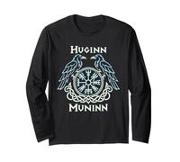 Huginn Muninn Viking Ravens Vegvisir Norse Knotwork Long Sleeve T-Shirt