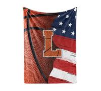Huglanket Basketball Blanket for Boys, Teen, Coaches, Personalized Blanket with Initials, Flannel Throw Blanket for Birthday, Christmas, 50x65 Inches, L