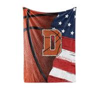 Huglanket Basketball Blanket for Boys, Teen, Coaches, Personalized Blanket with Initials, Flannel Throw Blanket for Birthday, Christmas, 50x65 Inches, D