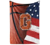 Huglanket Basketball Blanket for Boys, Teen, Coaches, Personalized Blanket with Initials, Flannel Throw Blanket for Birthday, Christmas, 50x65 Inches, G
