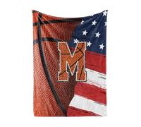 Huglanket Basketball Blanket for Boys, Teen, Coaches, Personalized Blanket with Initials, Flannel Throw Blanket for Birthday, Christmas, 50x65 Inches, M