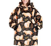 Huglanket Capybara Gifts for Women, Capybara Lovers, Wearable Flannel Plush Capybara Blanket with Hoodie, Super Soft Warm Cozy with Giant Pocket - One Size Fits Most, Black, One size