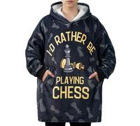 Huglanket Chess Gifts for men, Wearable Flannel Chess Blanket Hoodie, Super Soft Warm Cozy with Two Large Pocket, Gifts for Chess Lovers for Birthday Christmas - One Size Fits Most, Multicolor, One