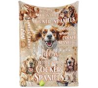 Huglanket Cocker Spaniel Gifts, Cocker Flannel Blanket Throws for Dog Mom Dad, 50" x 65"