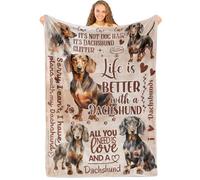 Huglanket Dachshund Gifts for Women and Girls, Weiner Weenie Dog Flannel Throw Blanket for Dachshund Lovers, 165 * 127cm, Beige