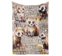 Huglanket Ferret Lovers Gifts, Bed Flannel Plush Throw Blankets (50"x 65"), Ferrets Gifts for Women on Birthday, Christmas
