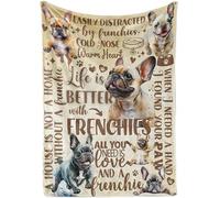 Huglanket French Bulldog Gifts, Frenchie Gifts for Women, Super Soft Skin Friendly Flannel Blanket 50 x 65 inch